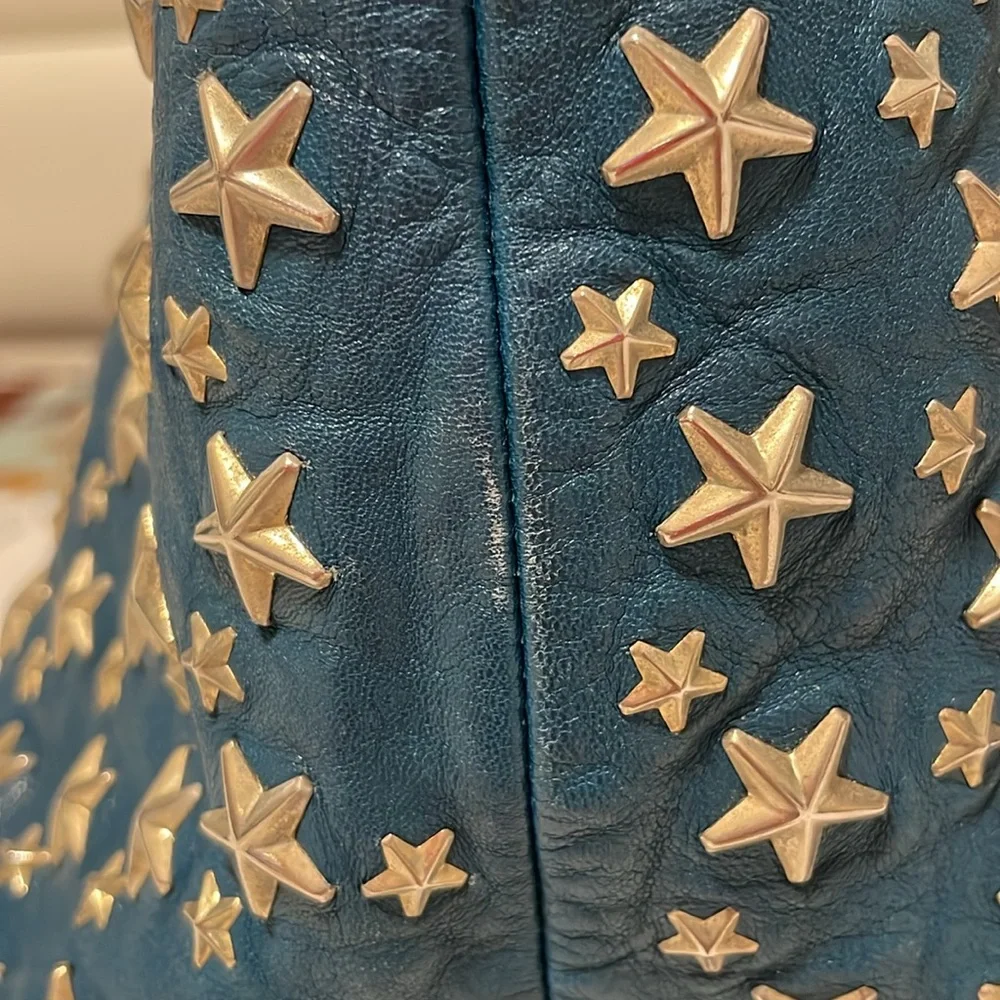 Jimmy Choo Teal Star-Studded Tote